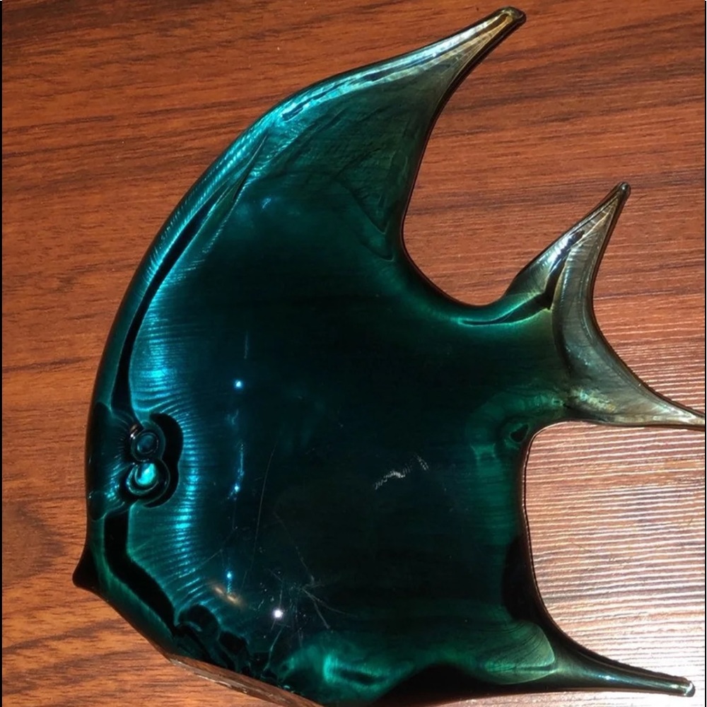 VINTAGE Retro MURANO Cobalt Glass Angel Fish